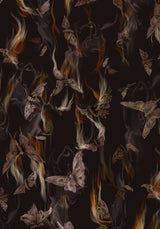 Ember Moth Print Chiffon Shirred Mini Dress