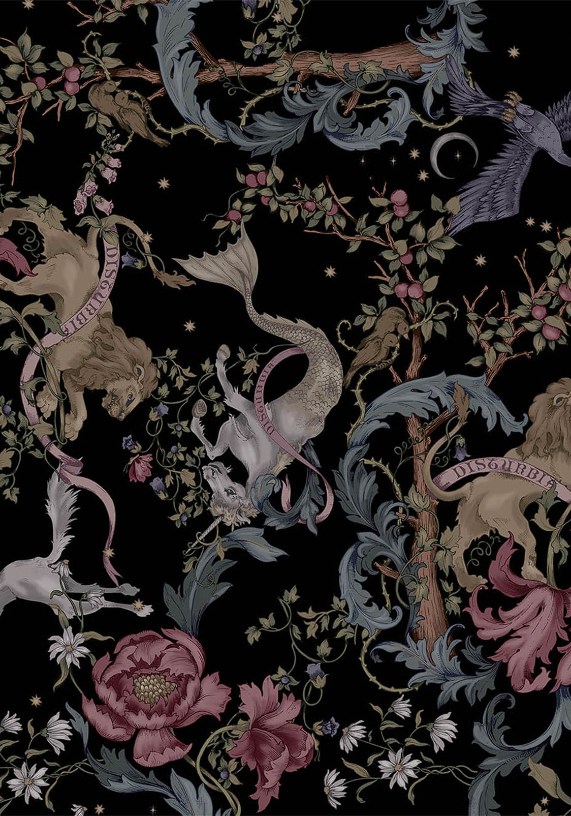 Merunicorn Enchanted Forest Print Midi Shirt Dress