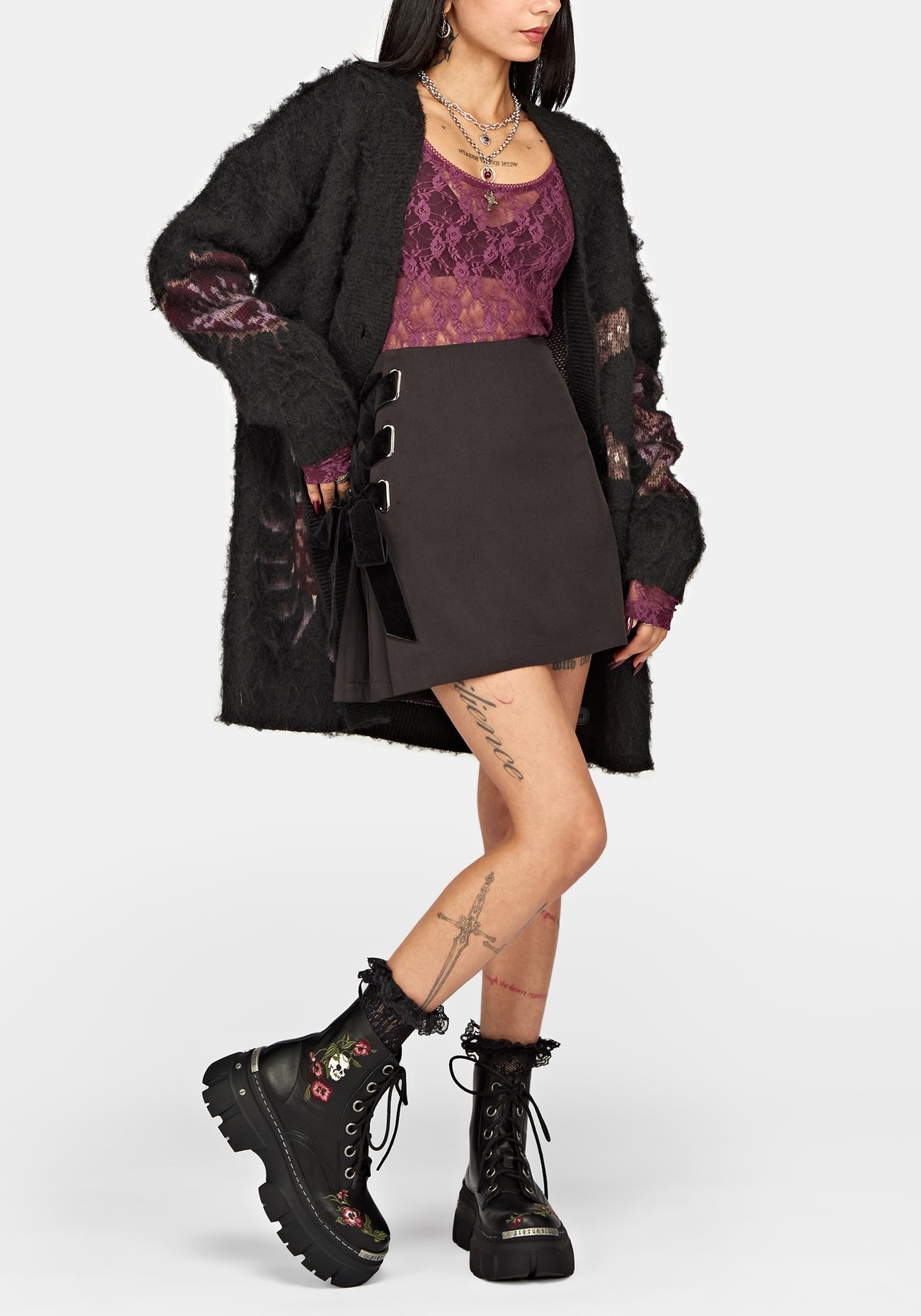 Drunella Embroidered Leather Boots US 8