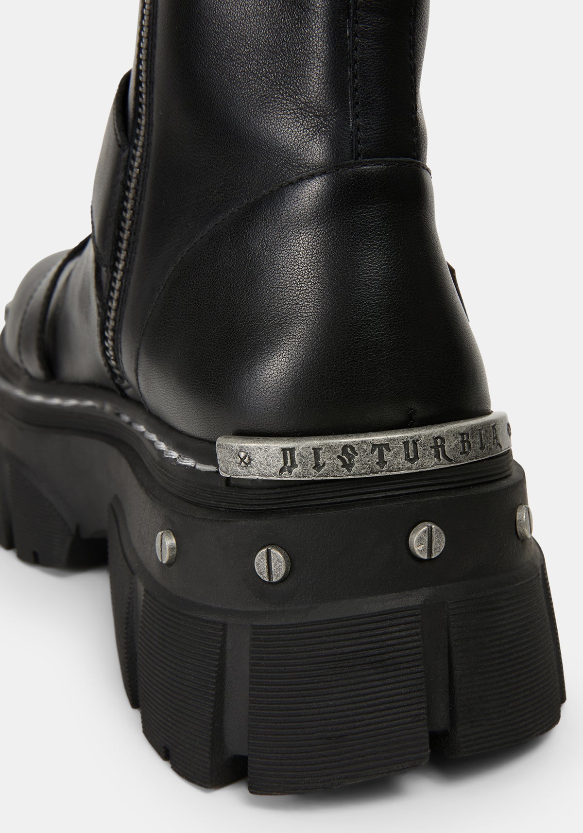 Grunora Buckled Leather Biker Boots US 8