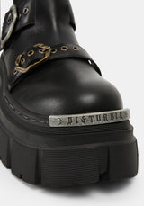 Grunora Buckled Leather Biker Boots US 8