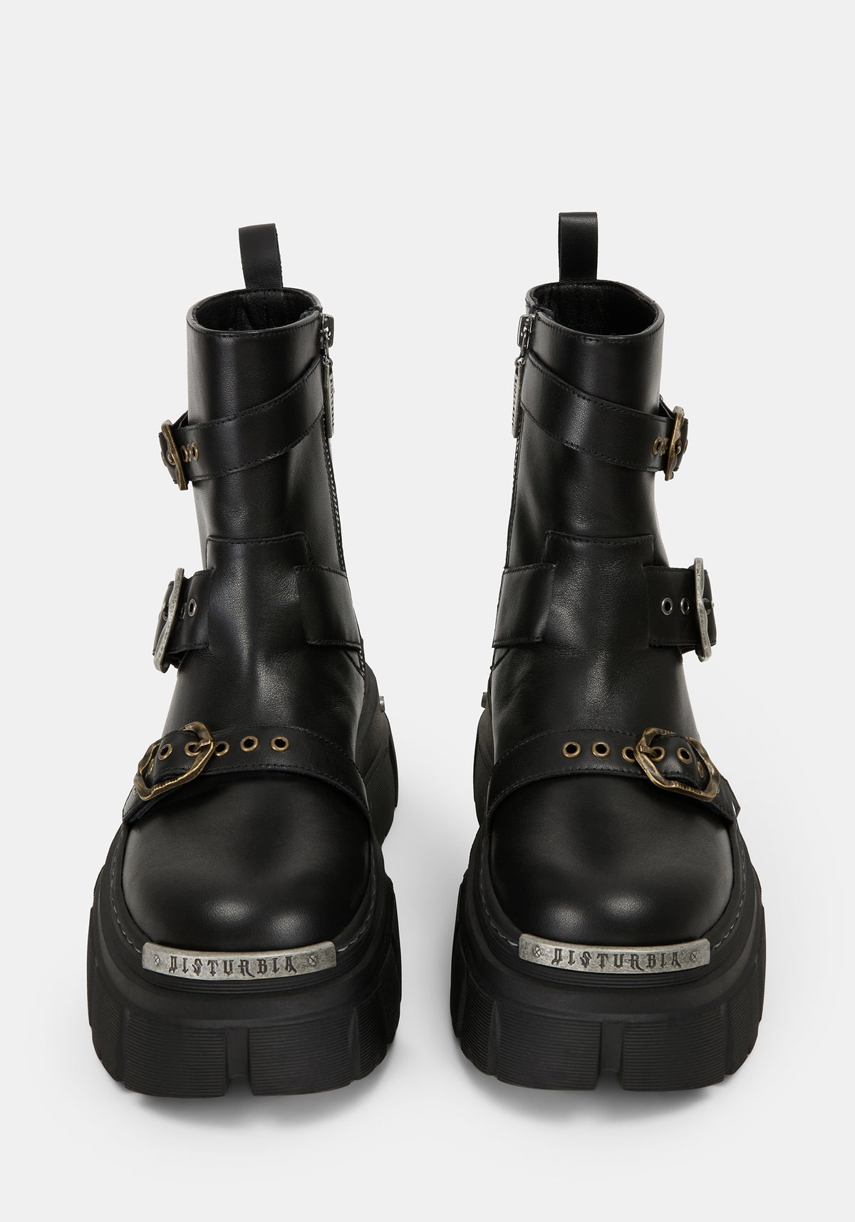 Grunora Buckled Leather Biker Boots US 8