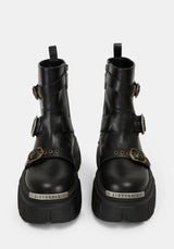 Grunora Buckled Leather Biker Boots US 8