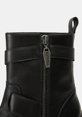 Grunora Buckled Leather Biker Boots US 8