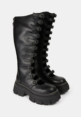Velmora Tall Multi Buckle Platform Boots