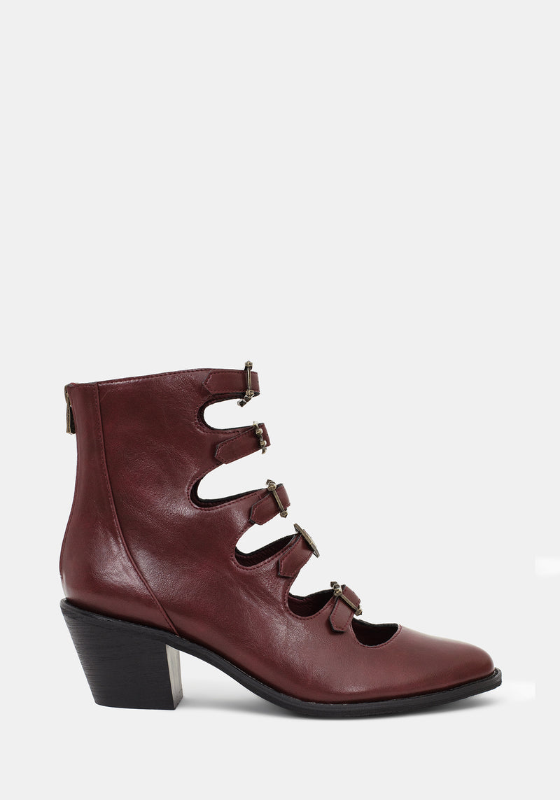 Bridget Buckled Boots - Burgundy