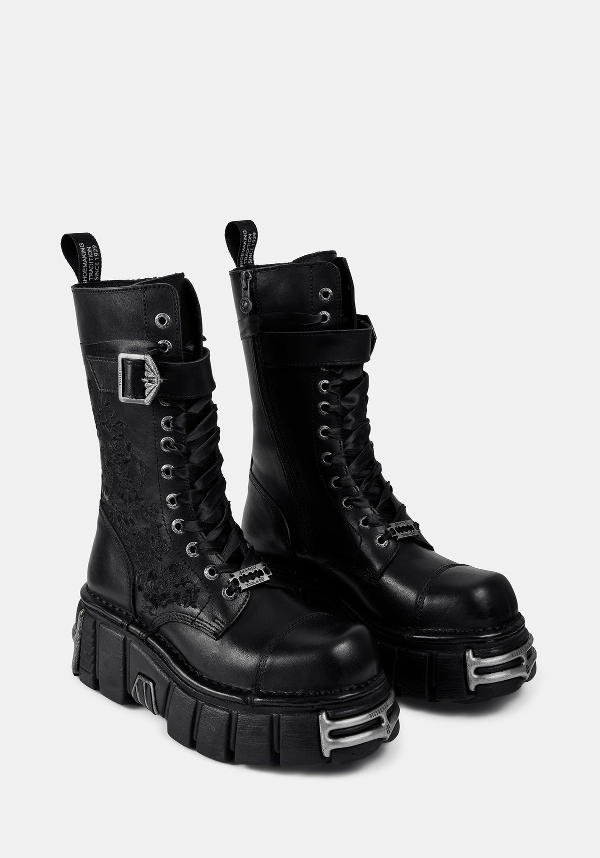Disturbia x New Rock Rosamoth Bestickt Spitze Hoch Stiefel
