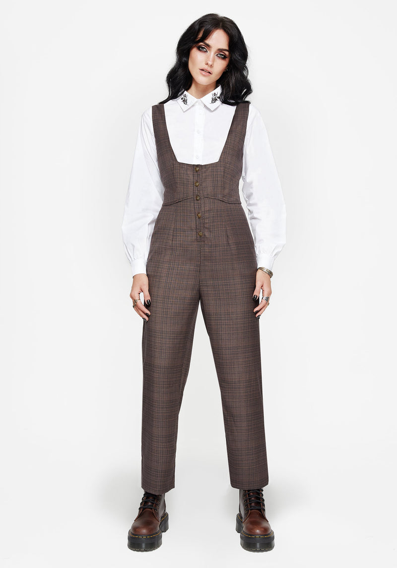 Lamya Check Tailored Straight Leg Suspender Trouser