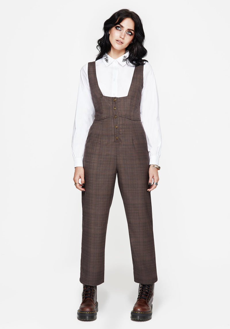 Lamya Check Tailored Straight Leg Suspender Trouser
