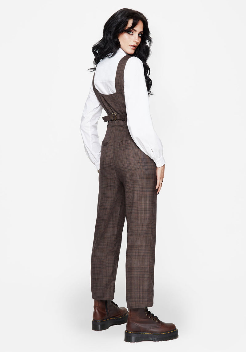 Lamya Check Tailored Straight Leg Suspender Trouser