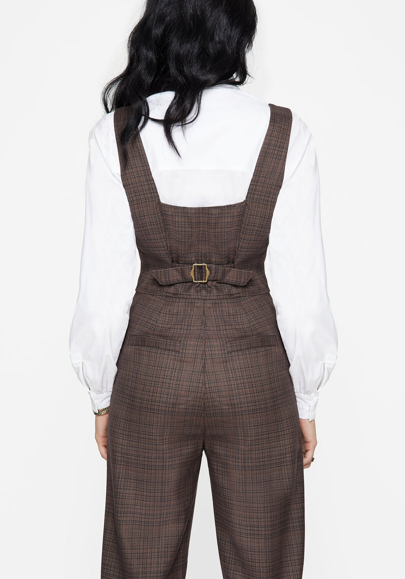 Lamya Check Tailored Straight Leg Suspender Trouser