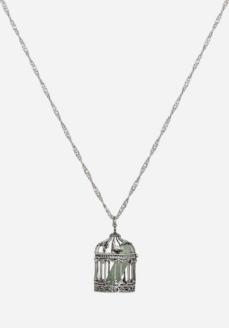 Primavera Bird Cage Pendant Necklace