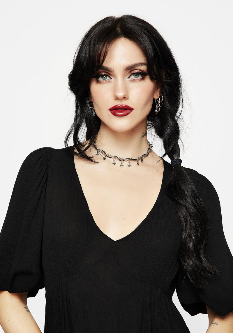 Catkin Cord Weave Cross Choker