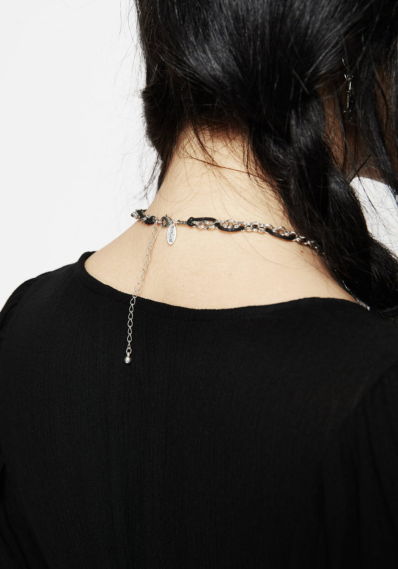 Catkin Cord Weave Cross Choker