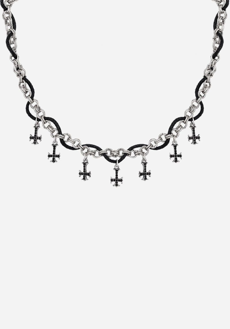 Catkin Cord Weave Cross Choker