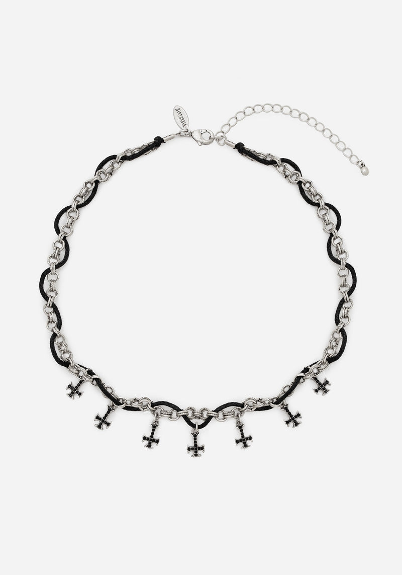 Catkin Cord Weave Cross Choker
