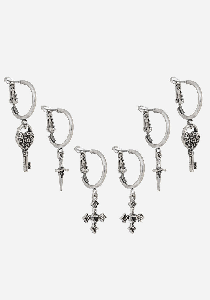 Eilir Twisted Vintage Charm Hoops Set