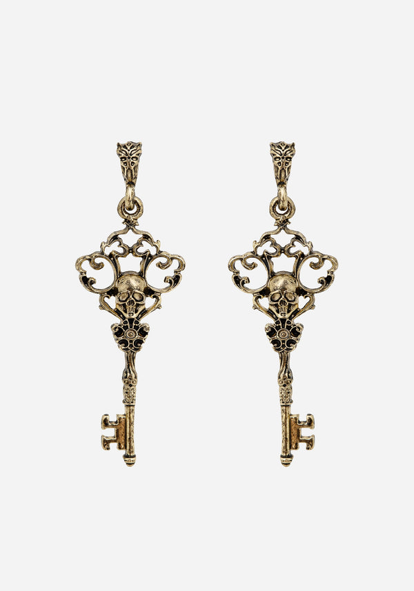 Genesta Skull Key Earrings