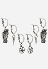 Arbor Coffin Charm Hoop Earrings Set