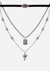 Shark Tooth Black Pearl Layered Necklace