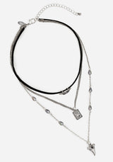 Shark Tooth Black Pearl Layered Necklace