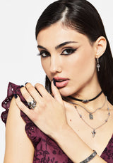 Shark Tooth Black Pearl Layered Ring Set