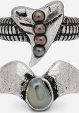 Shark Tooth Black Pearl Layered Ring Set