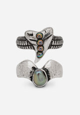 Shark Tooth Black Pearl Layered Ring Set