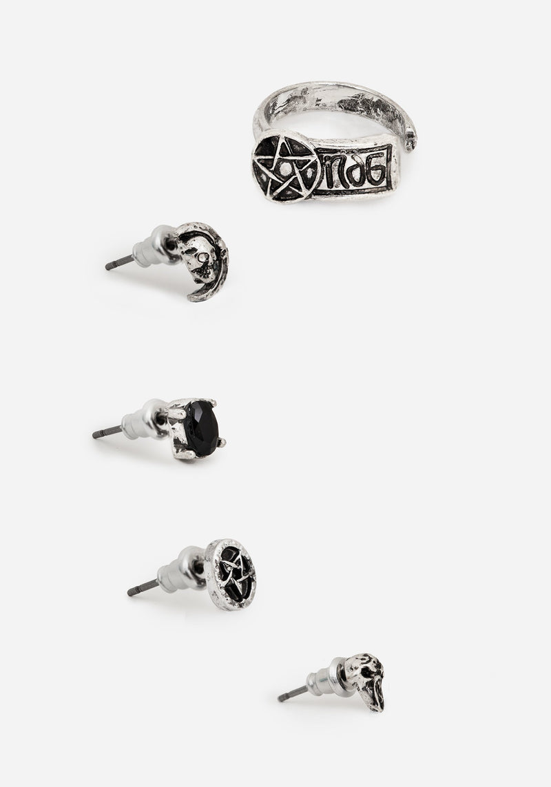Moira Skull Stud Earrings Set