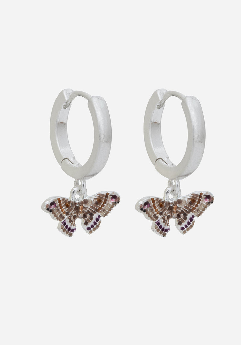 Cyrus Moth Charm Hoop Earrings