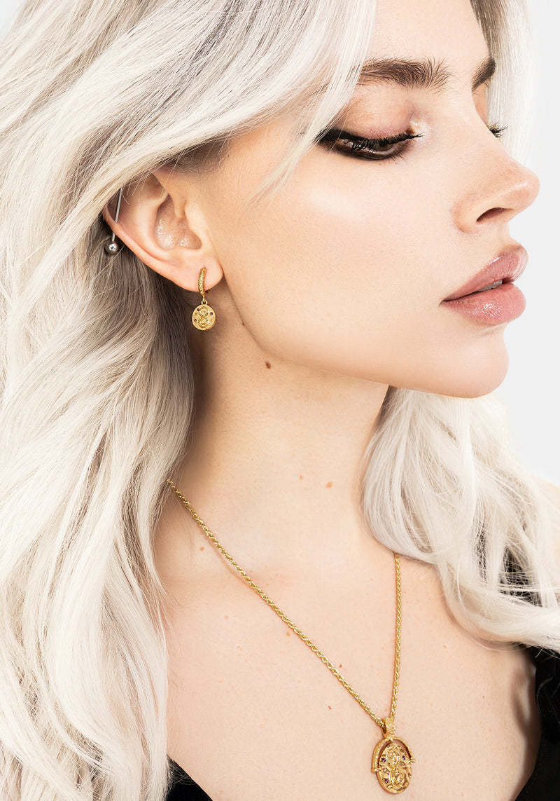 Naja Snake Charm Hoop Earrings