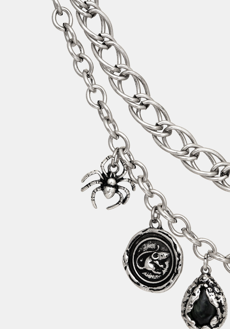 Draven Rat & Spider Charm Necklace