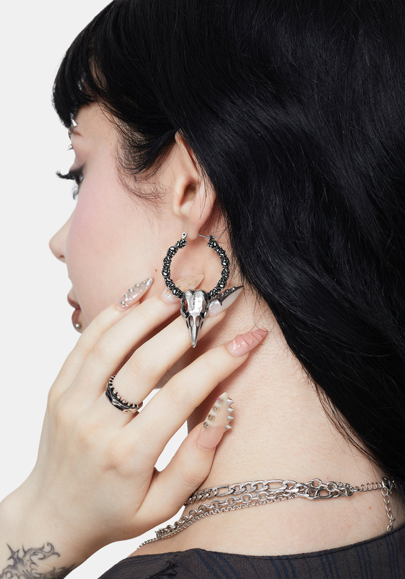 Corvus Bird Skull Hoops