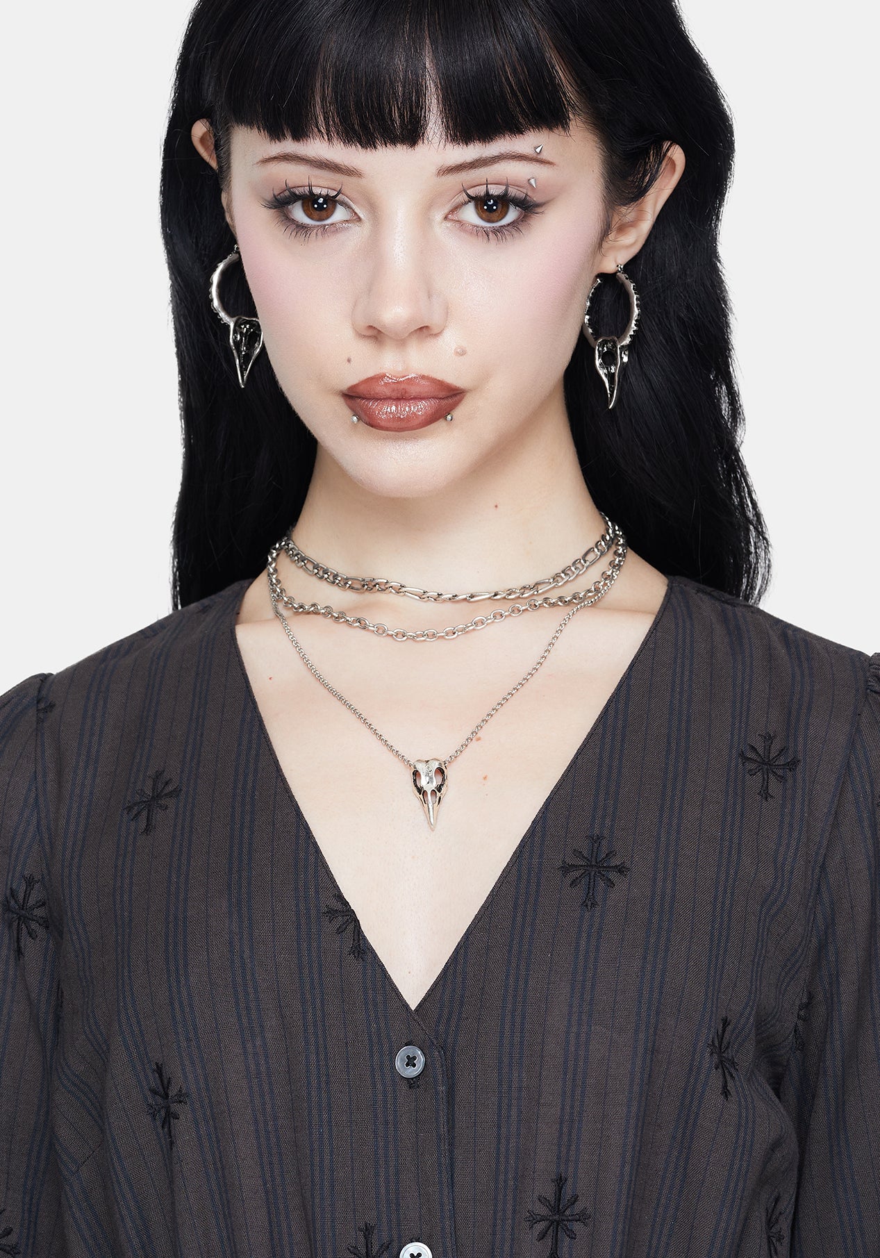 Corvus Bird Skull Hoops