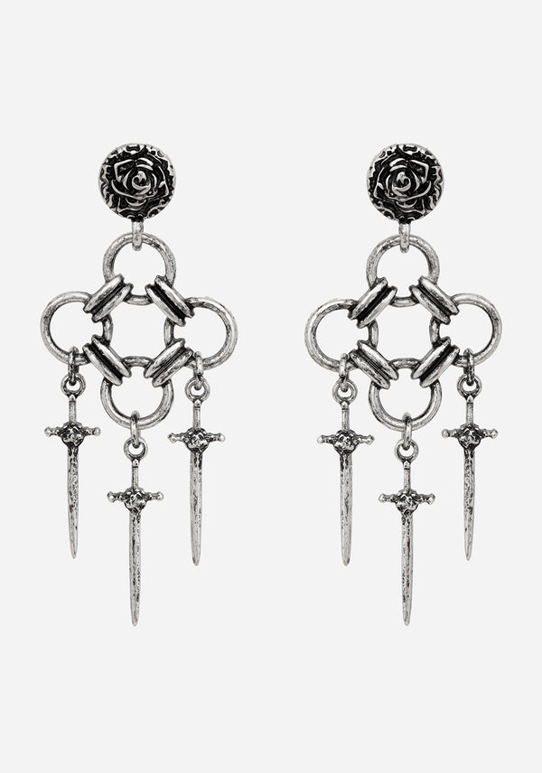 Vanthrax Chainmail Sword Drop Earrings
