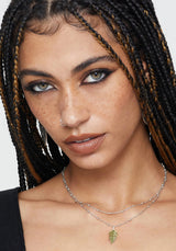 Alderwood Fern Double Layered Necklace - Silver