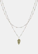 Alderwood Fern Double Layered Necklace - Silver