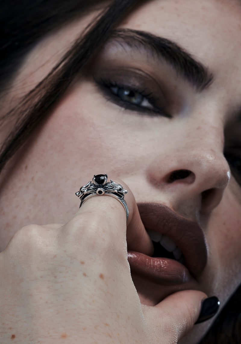 Querida Sterling Silver Dragon Ring