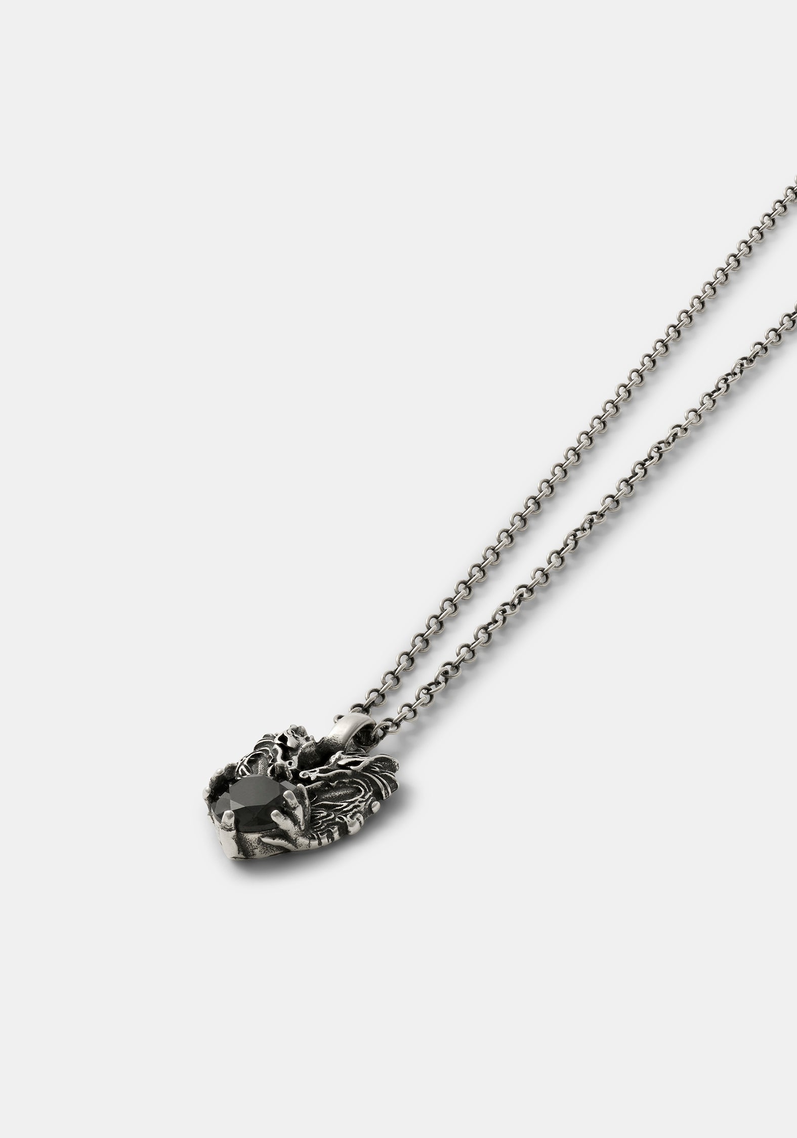 Querida Sterling Silver Black Spinel Dragon Pendant