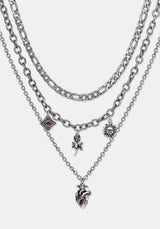 Corium and Anatomical Chain Layered Heart Necklace