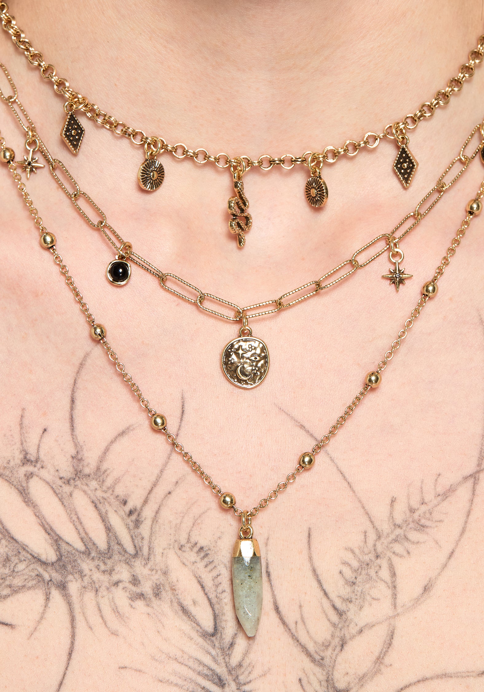 Alexen Snake Disc Layered Necklace