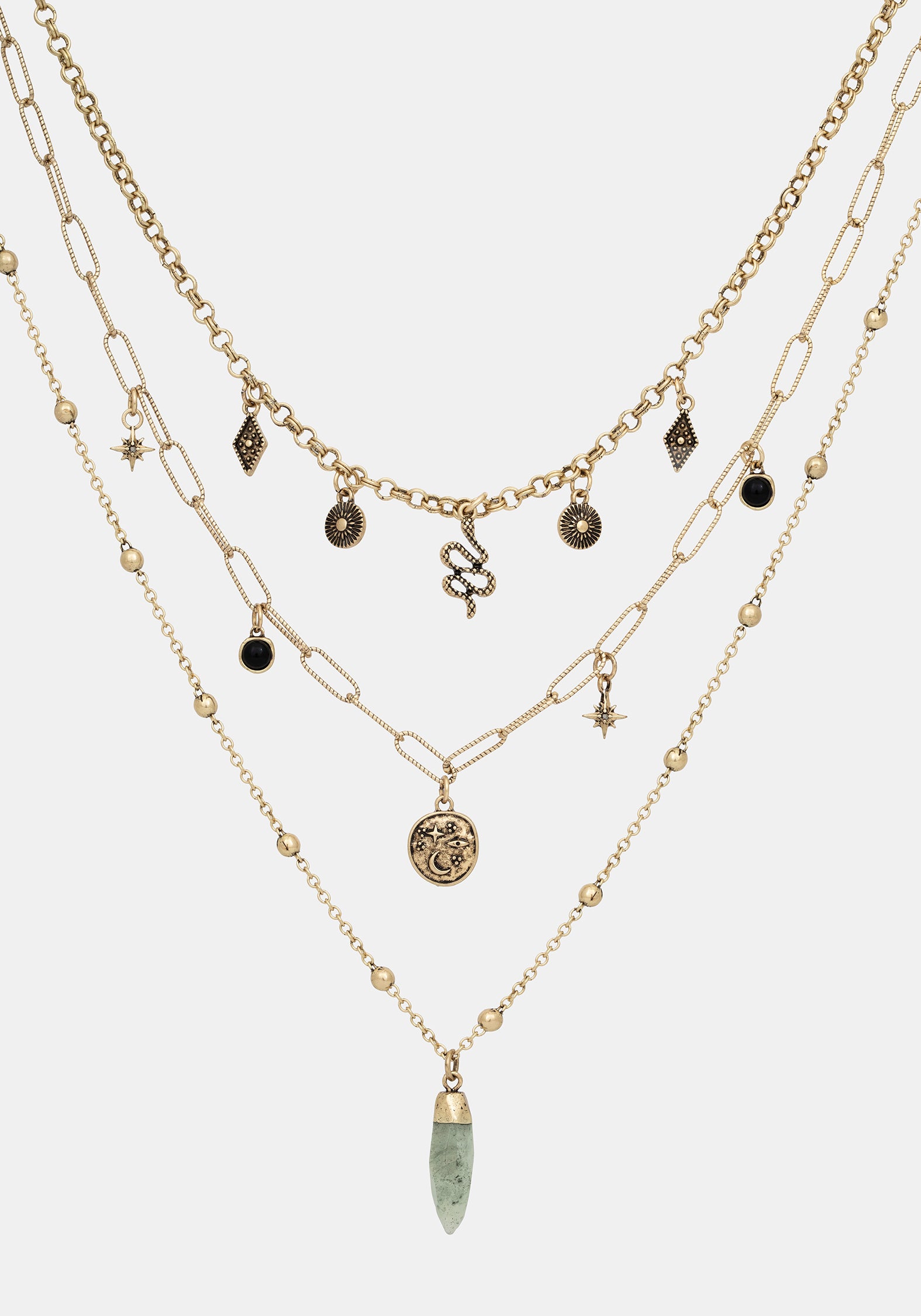 Alexen Snake Disc Layered Necklace
