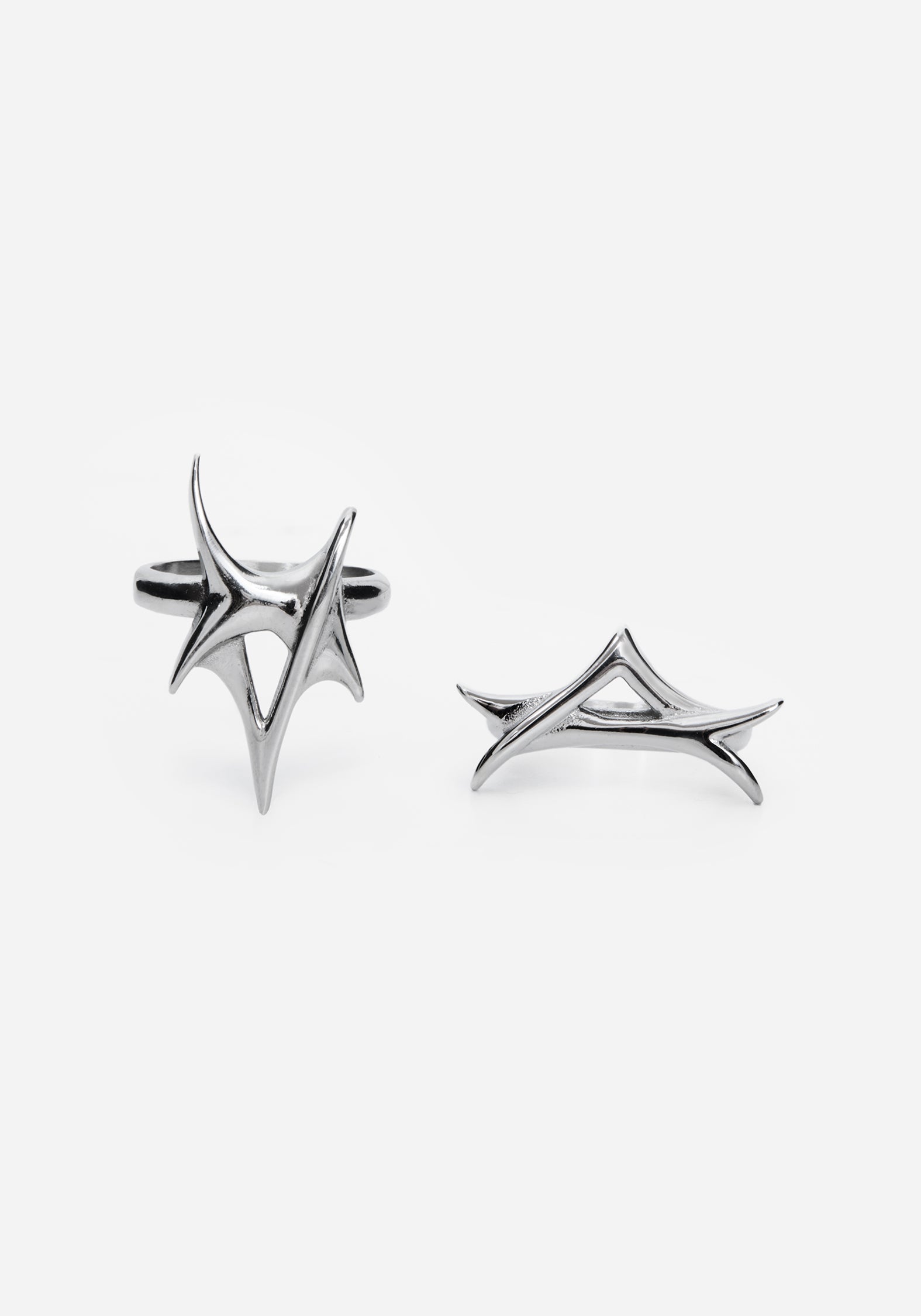 Crixel Spike Stainless Steel Rings Set of 2