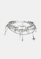 Lagoxin Stainless Steel Charm Layered Choker