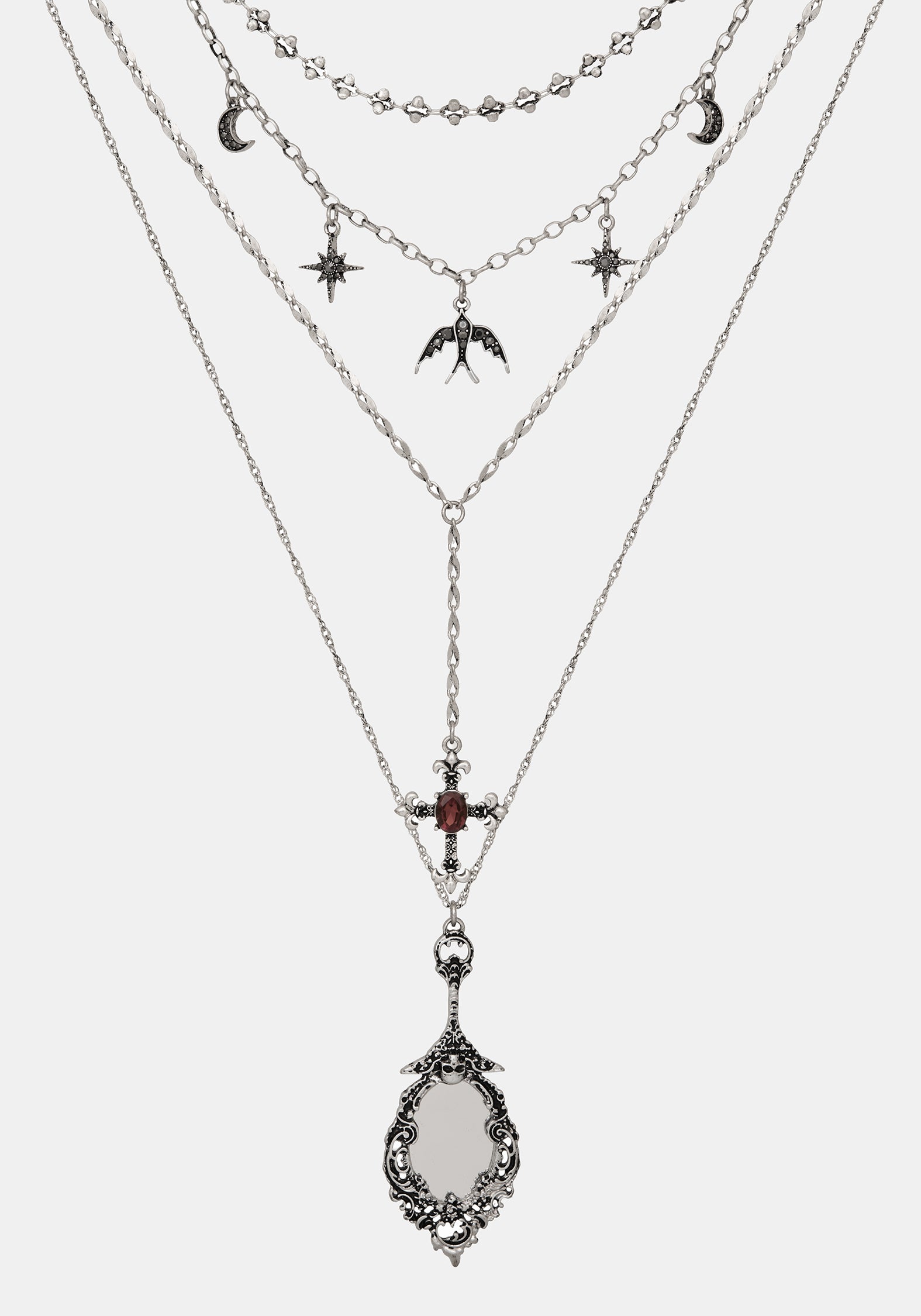 Orum Layered Charm Mirror Necklace – Disturbia