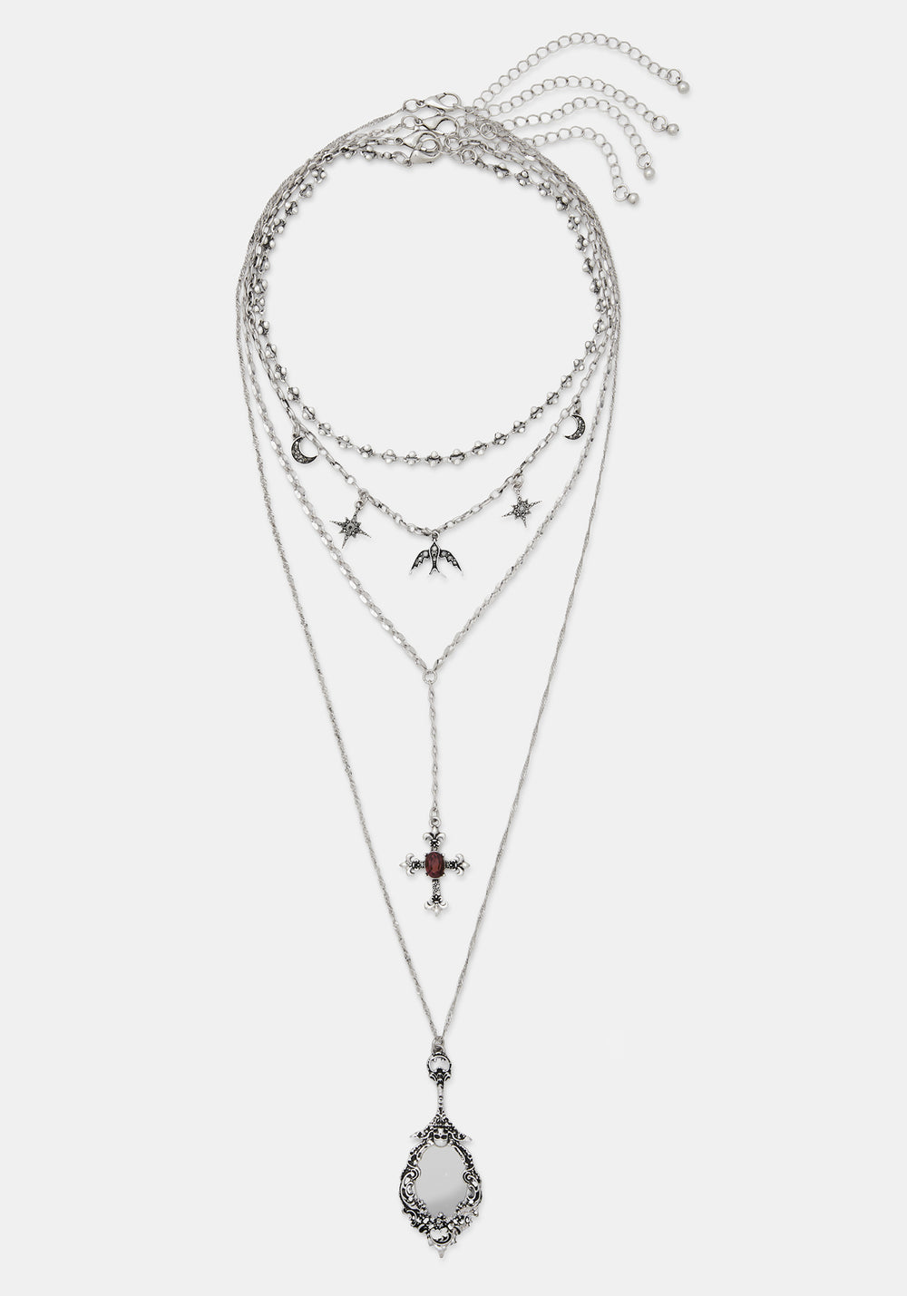 Orum Layered Charm Mirror Necklace – Disturbia