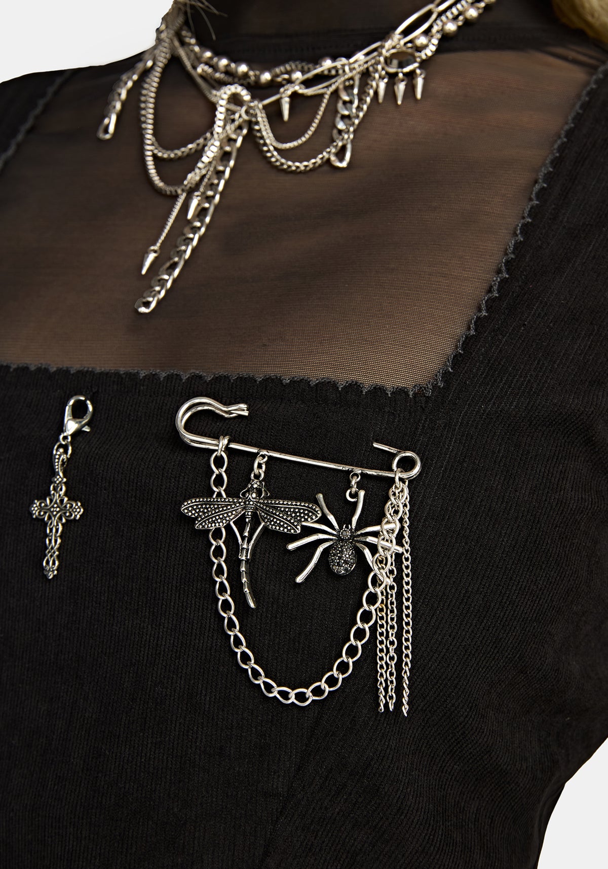 Viyna Spider Safety Pin Charm Brooch