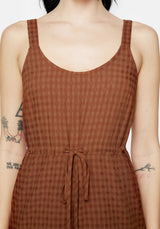Soleil Cotton-Blend Check Cami Playsuit