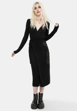 Serpent Snake Embroidered Knit Midi Dress