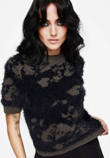 Myra Fluffy Short Sleeve Knit Top